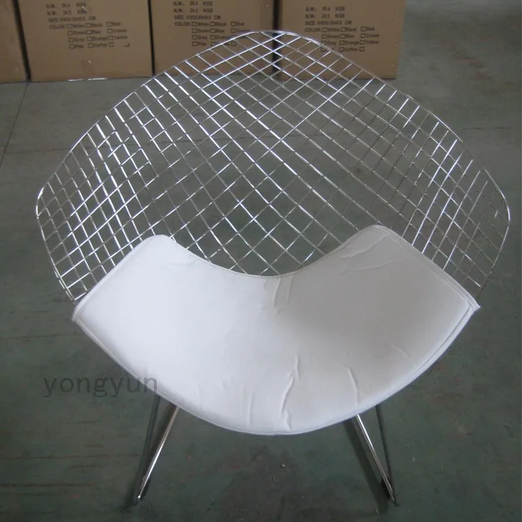 Стул для отдыха со стразами, стальной проволочный стул Bertoia ромбовидный стул, подушка, современный стул из проволоки, хромированный