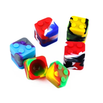 

5pcs 11ml square silicone cube jars lego dab wax container dry herb silicone weed jar bho vaporizer oil containers