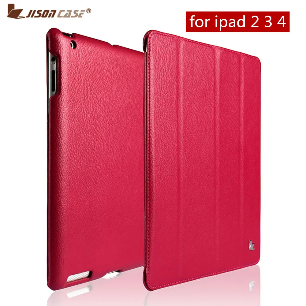 Jisoncase роскошный смарт-чехол для iPad 4 3 2 откидной Чехол-книжка кожаный чехол с