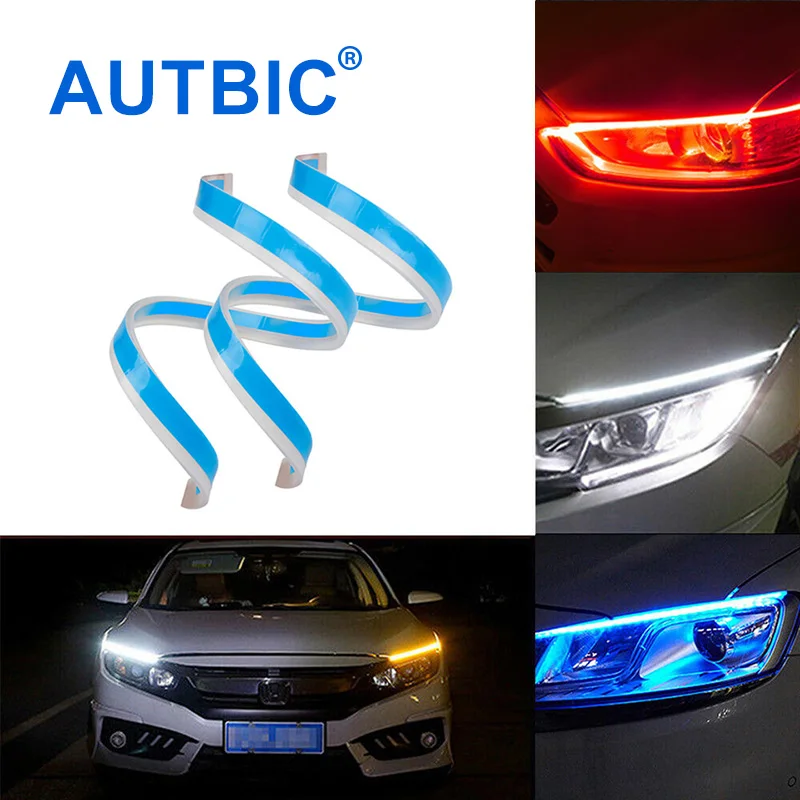 

AUTBIC Universal Car Styling Slim Flexible DRL LED Daytime Running Lights 12V Auto Turn Signal LED Strip Light Angel Eyes