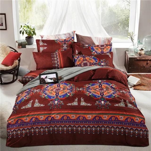 Thicken Sanded Cotton Bohemia Boho Moroccan Bedding Set 4pcs Soft Warm