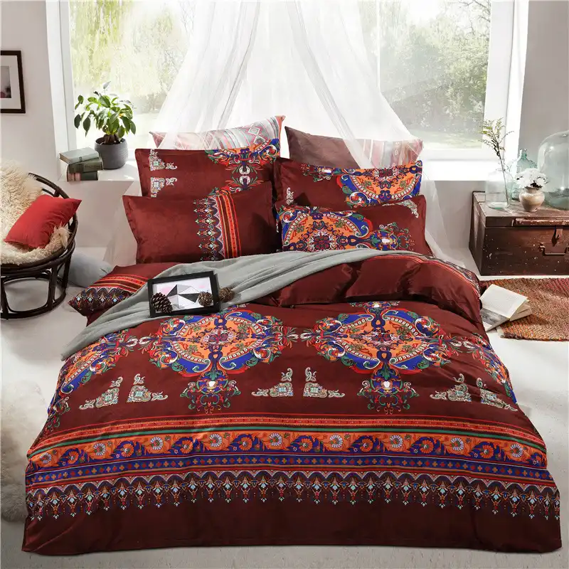 Thicken Sanded Cotton Bohemia Boho Moroccan Bedding Set 4pcs Soft