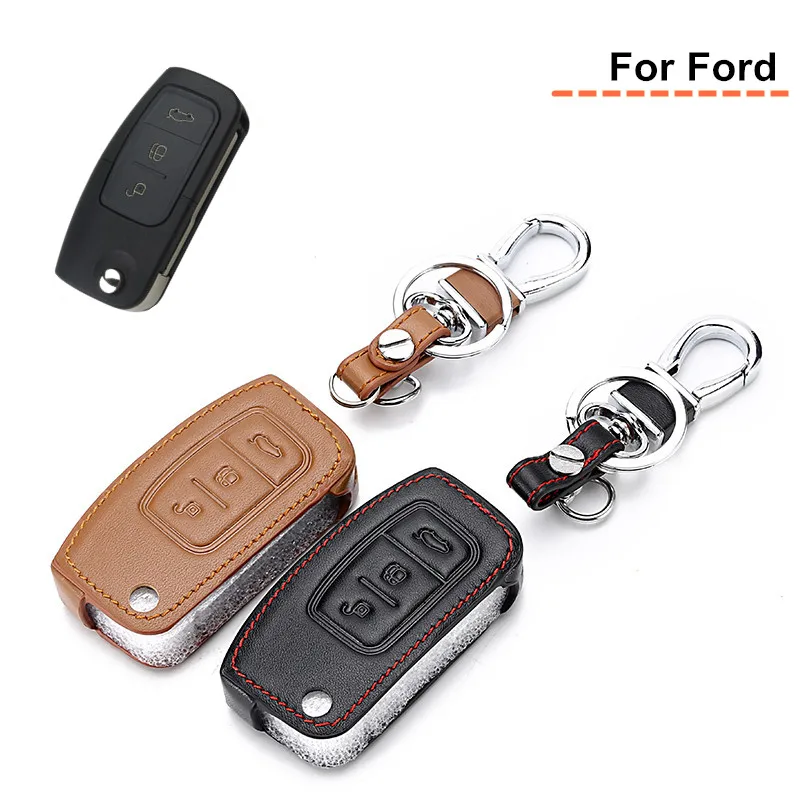 Кожаный чехол для ключей с 3 кнопками Ford Fiesta Focus Mondeo Falcon B Max C откидная Складная