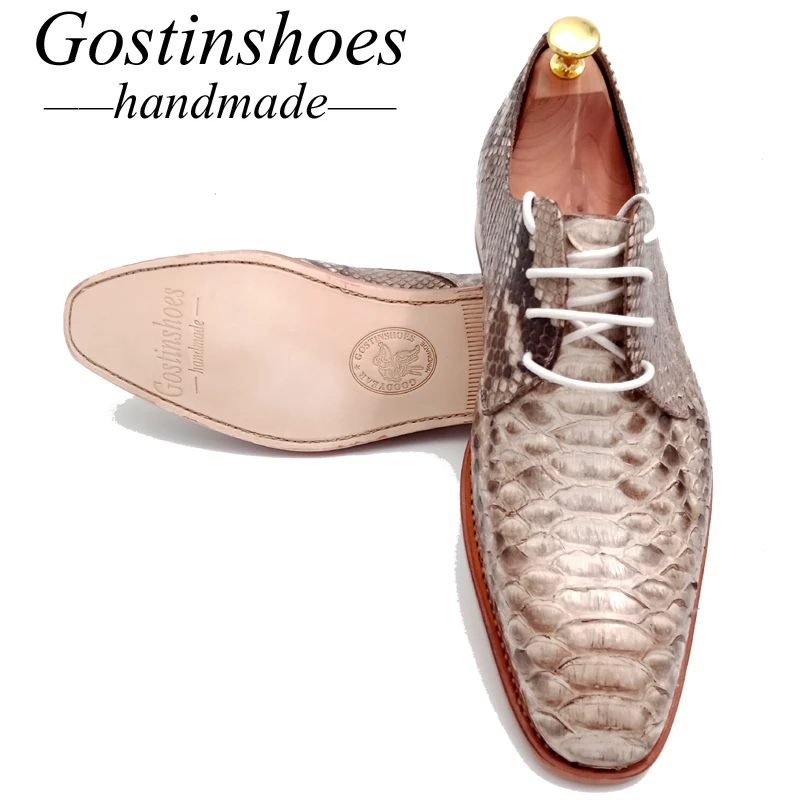 Goodyear Handmade Dress Shoes Men Formal Oxfords Genuine Snakeskin Men Business Office Party Shoes Pointed Toe Lace-up GSTN010 Goodyear Handmade Dress Shoes Men Formal Oxfords Genuine Snakeskin Men Business Office Party Shoes Pointed Toe Lace-up GSTN010