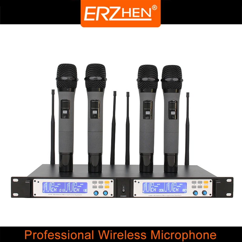 Packet mail R-U4 four channel wireless microphone speaker UHF dual 200 frequency points optional infrared | Электроника