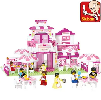 

Sluban 0150 306pcs Pink Dream Series Romantic Restaurant Building Blocks Girl friends Educational DIY bricks toys for children
