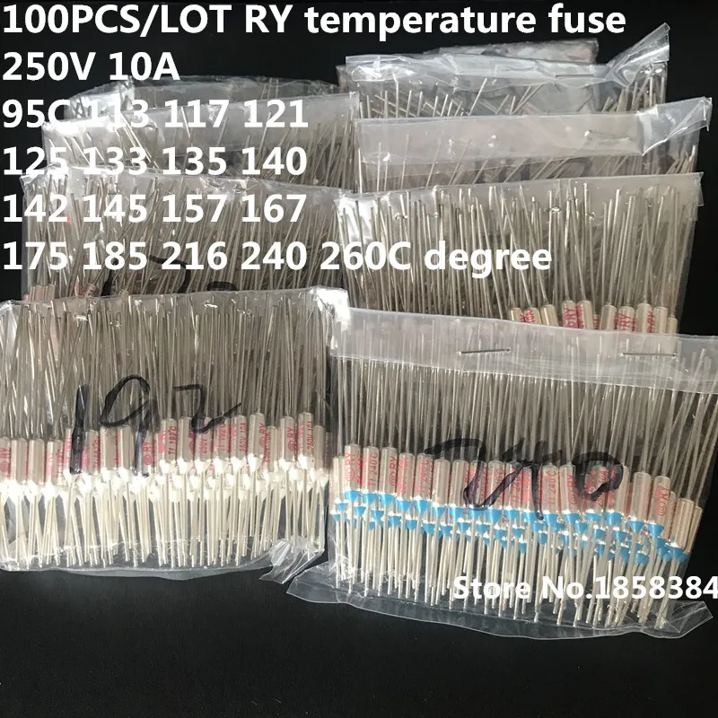 100 шт./лот 250 В 10A 95C 113 117 121 125 133 135 140 142 145 157 167 175 185 216 240 260C градусов RY температурный