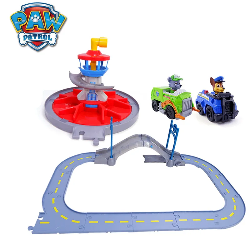 

Paw Patrol Dog Lookout tower Toys Rescue track Toy Set Patrulla Canina Action Figure Model Toys for Children