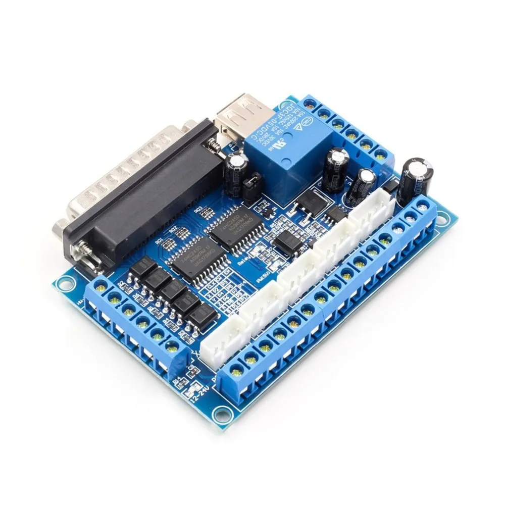 

5 axis CNC Breakout Board Stepper Motor Driver MACH3 Parallel Port Control Module Controller with Optical Coupler USB Cable