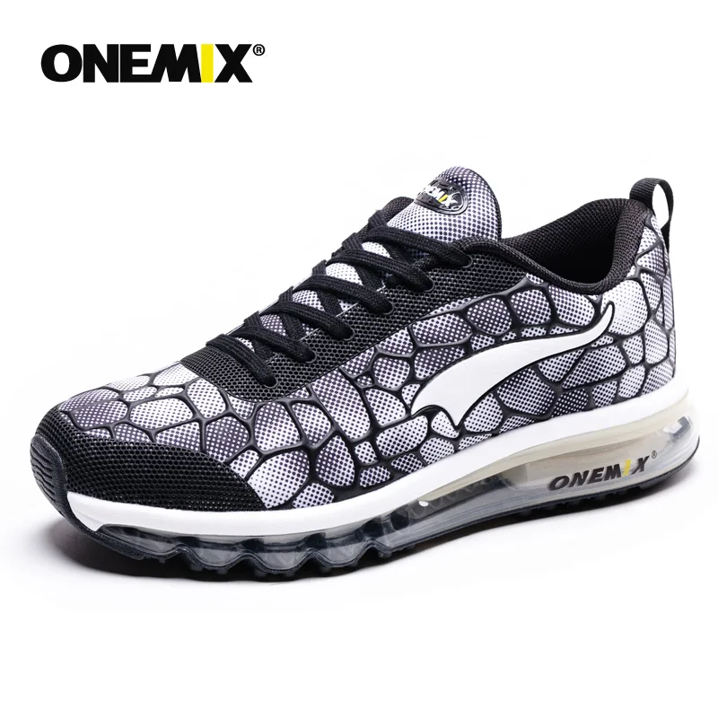 ONEMIX/мужские кроссовки для бега, уличные спортивные кроссовки для ходьбы, Дышащие Беговые кроссовки с воздушной амортизацией, мужские спортивные кроссовки для фитнеса размера плюс - Цвет: black white