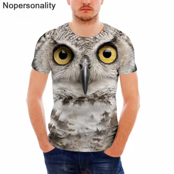 

NopersonalitY 3D T Shirt Casual Men Owl Tiger Lion Dinosaur Round Neck T-Shirt Mens Funny Camiseta Animal Print Tee Shirt Homme