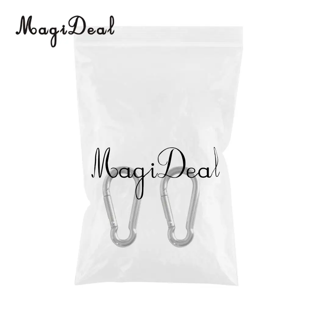 MagiDeal 2Pcs Stainless Steel Carabiner Clip Snap Spring Fast Hook Buckle M5/4x50/40mm for Camping Hiking Boating Kayaking Acce