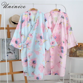 

Japanese Kimono Yukata Robes Pajamas Sets Cotton Bathrobe Pyjamas Japan Loose Style Couples Dress Male Sleepwear Leisure Lovers