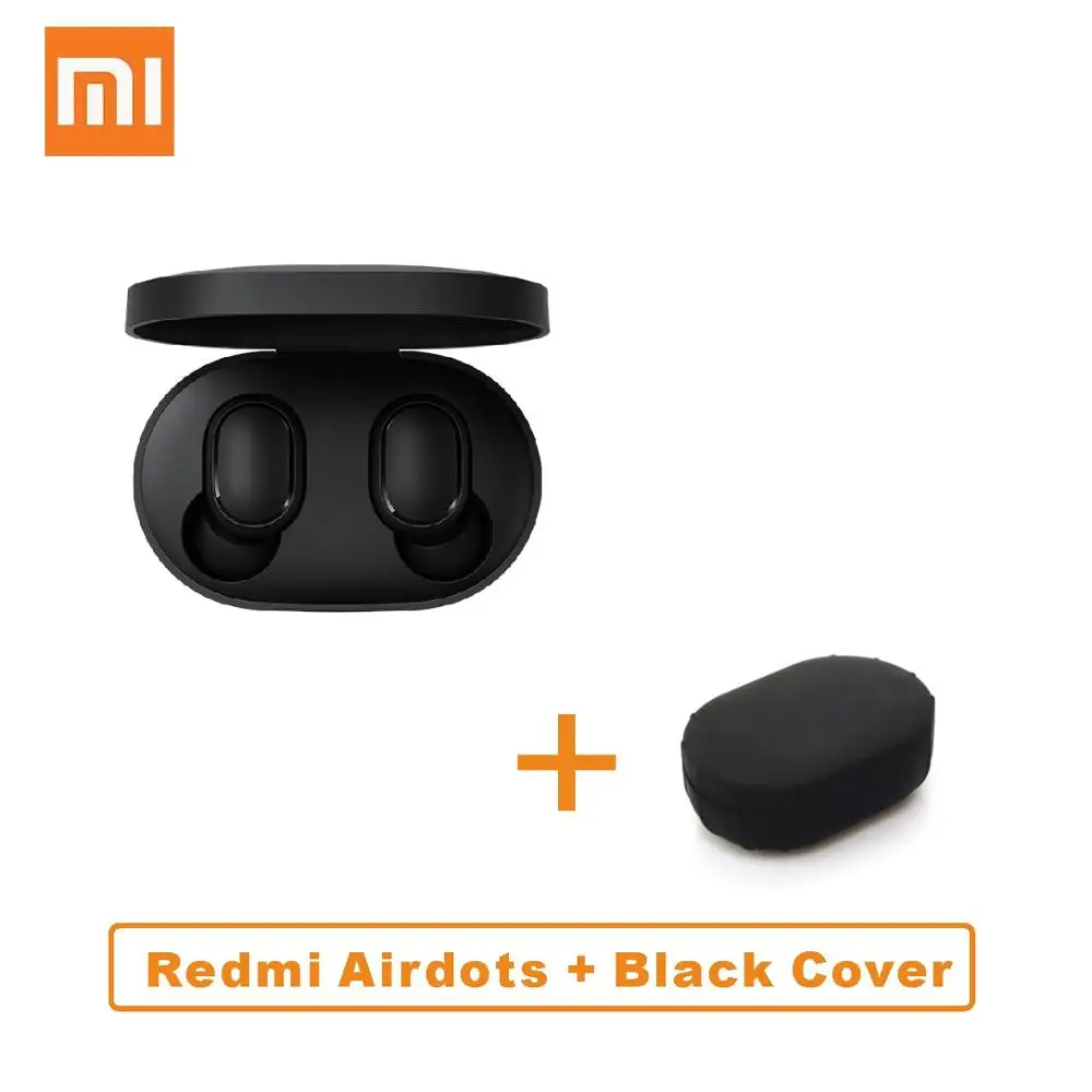 Xiaomi Redmi Airdots TWS Bluetooth наушники стерео бас BT 5,0 Eeadphones с микрофоном Handsfree наушники AI управление IPX4 - Цвет: CN Add Black Cover