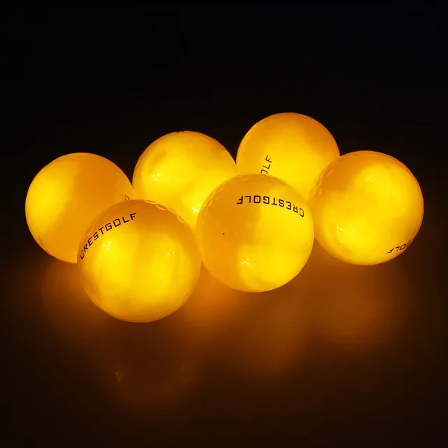 20pcs/Lot Crestgolf Flashing Glowing Golf Ball Night Glow Flash Light Up LED Golf Ball,Six Color (Updated Mixed Color Brighter) yellow golf balls