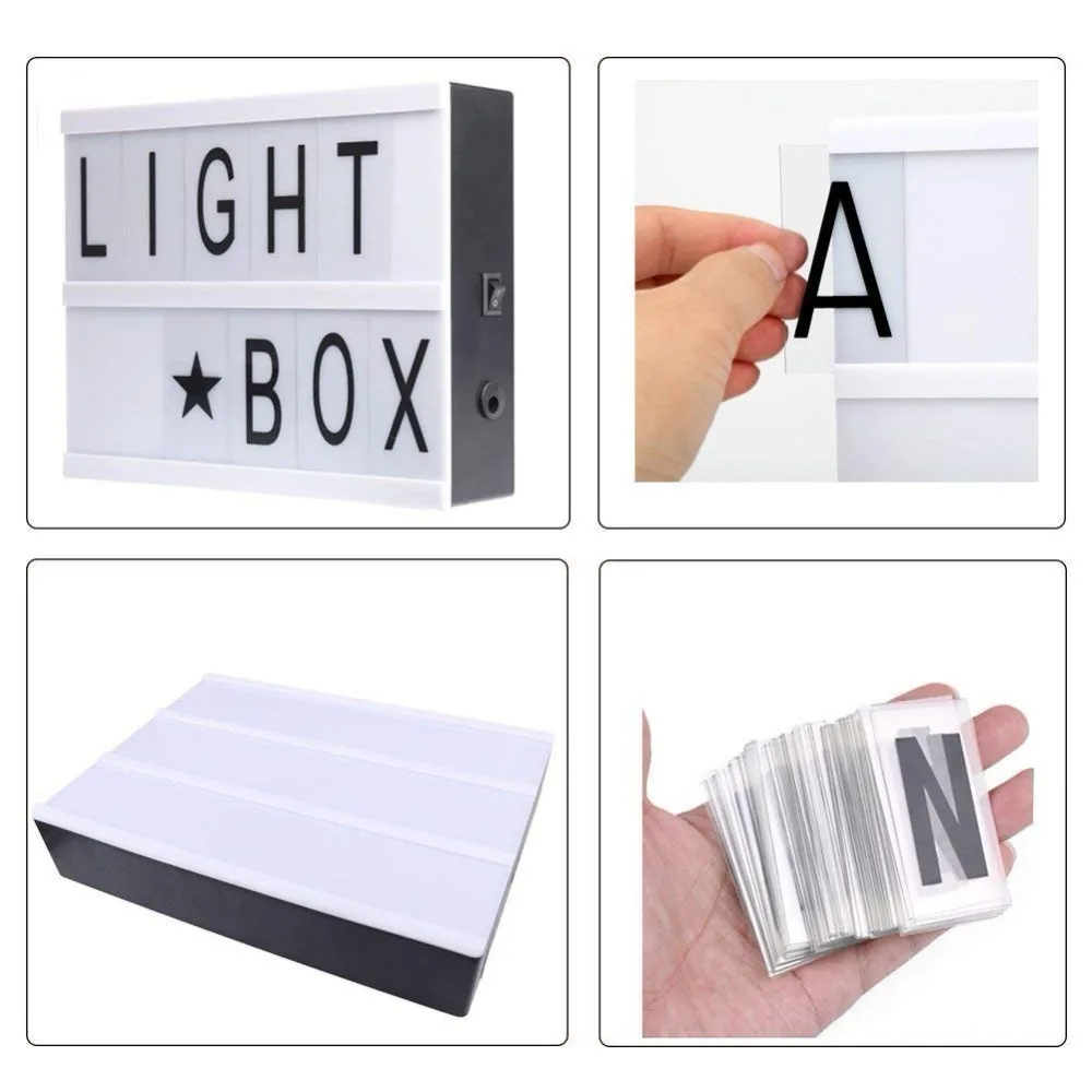 DIY A4 A6 размер LED комбинированная световая коробка Ночная Настольная лампа DIY черные буквы карты USB питание Лайтбокс