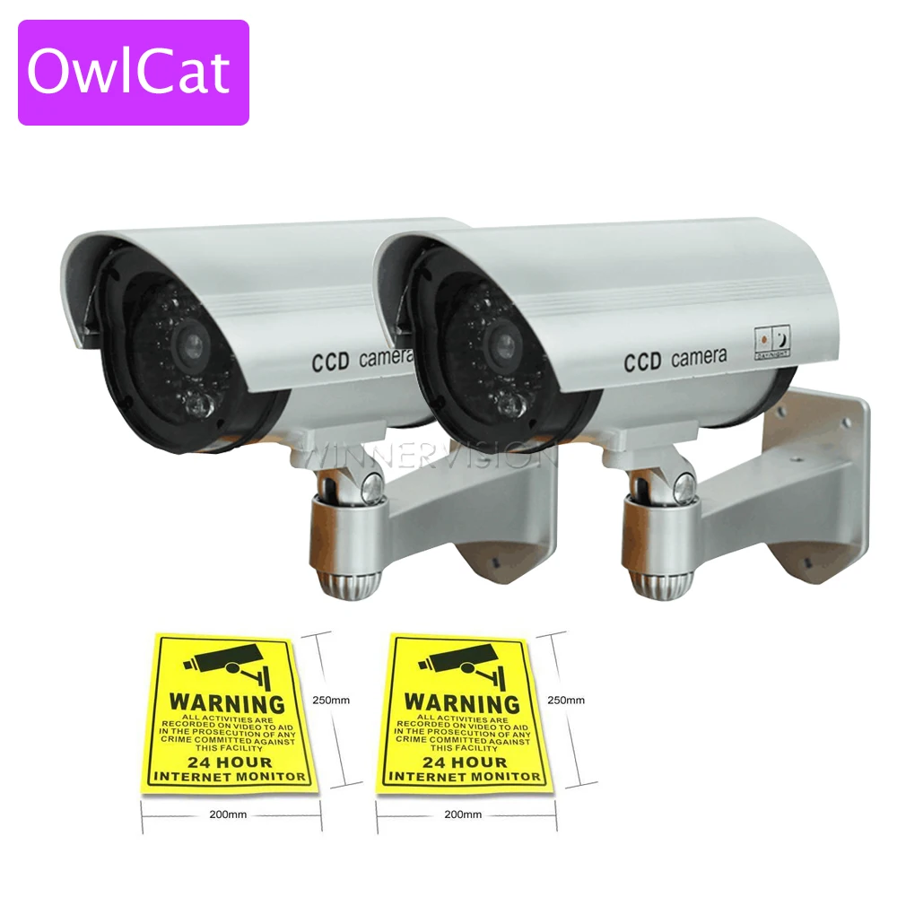 2 PC CCTV Security Bullet Camera Fake Camera Dummy Emulational Camera