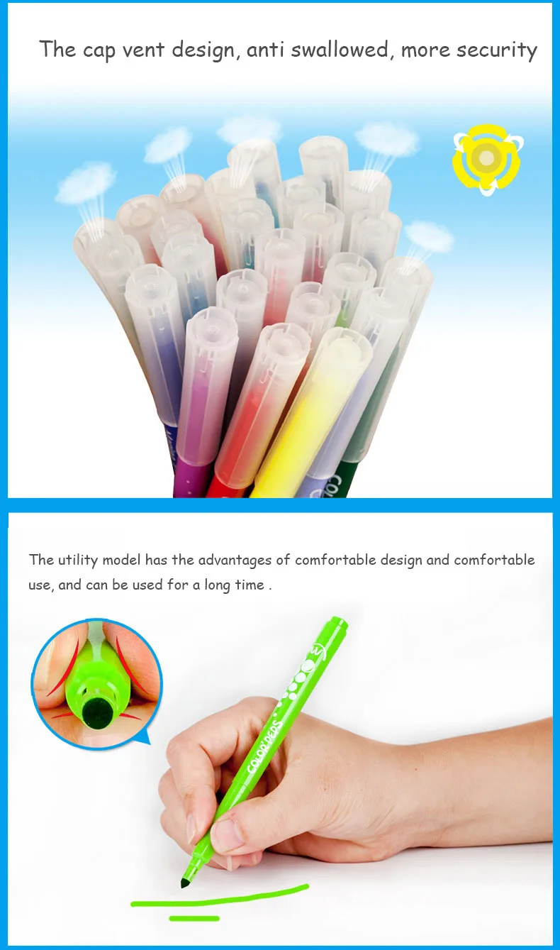 maped stationery set watercolor pen washable non toxic children s painting brush 12 18 24 36 color pen