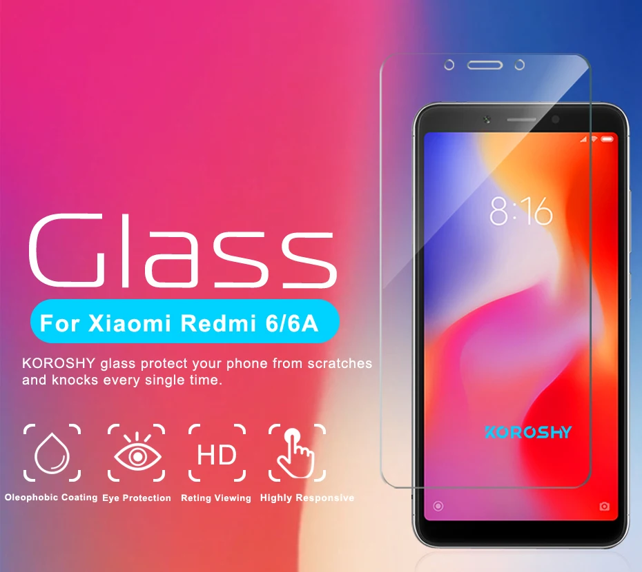KOROSHY Real 2.5D 9H Tempered Glass for Xiaomi Redmi 6 Xiomi Redmi 6A Screen Protector 0.3mm Protective Toughened Glass Film (4)