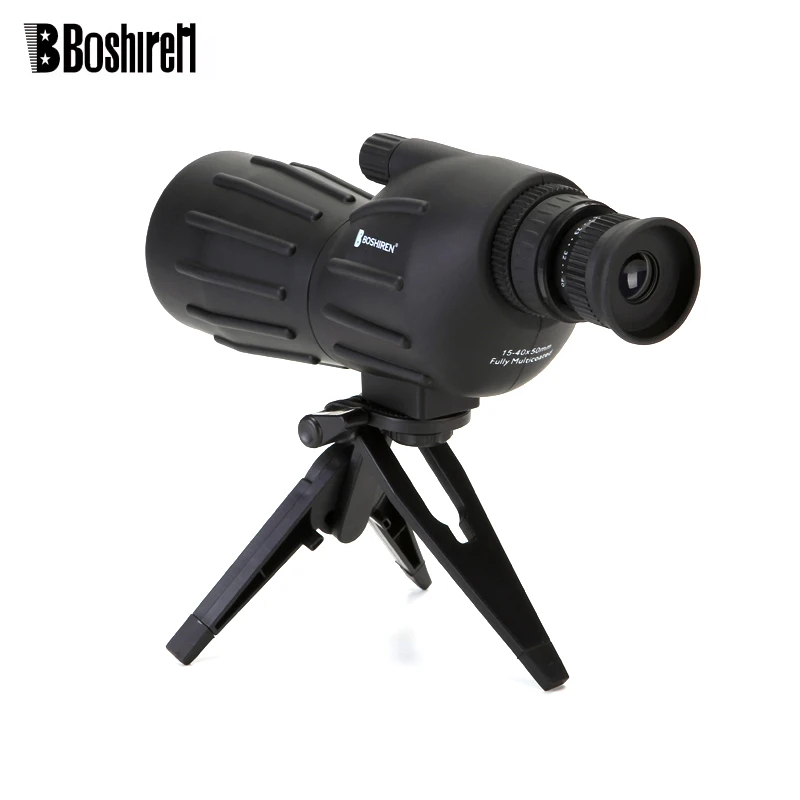 Boshiren تلسكوب مجهر 15-40x50 التكبير HD أحادي الطيور مشاهدة مع حامل ثلاثي متنقل الإكتشاف نطاق مع FMC الأزرق طلاء