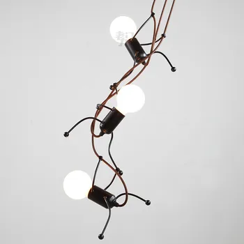 

Creative MINI iron pendant light restaurant living room bar retro bedroom bedside pendant lamp clothing store 3/6 heads wl323924