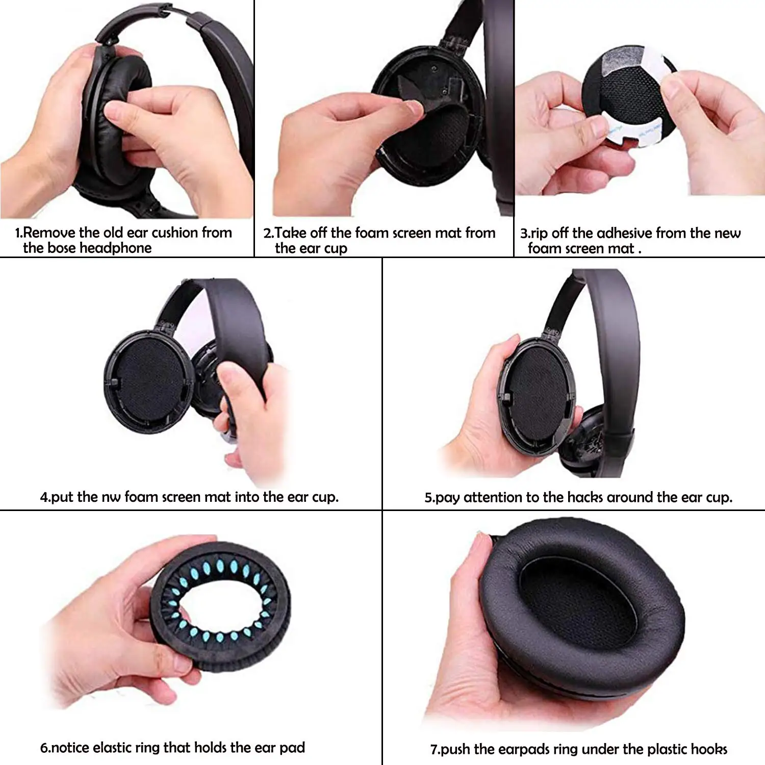 Сменные мягкие губчатые амбушюры для наушников BOSE QC2 QC25 QC35 QC15 AE2 SoundLink SoundTrue Around Ear II