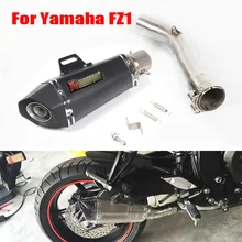 FZ1 Motorcycle Slip on Full Muffler Exhaust System Pipe Tip Silencer Escape Middle Mid Connect Link Pipe Slip on for Yamaha FZ1 motorcycle exhaust full system for aprilia rsv4 motorbike slip on exhaust muffler escape damper mid link pipe sticker available