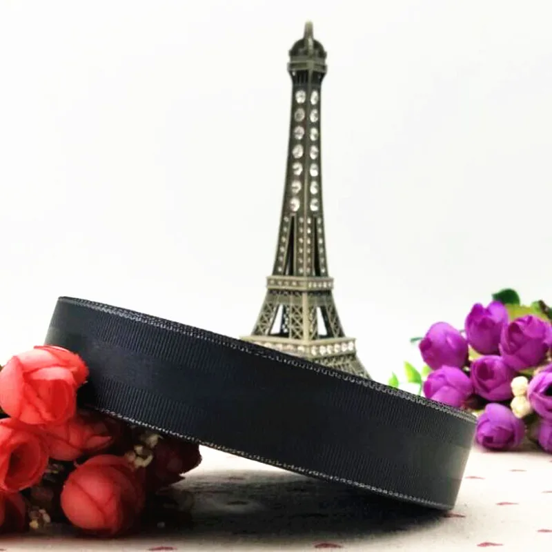 

New black silver edge 1 '25mm ribbon gift wrap with 10 yard DIY hand material hair bow.Grosgrain ribbons