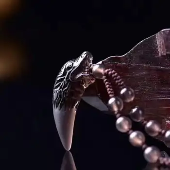 

Koraba Fine Jewelry The Natural Ice Color Obsidian, Hand-carved The The Tooth Shape of The Wolf Free Shipping