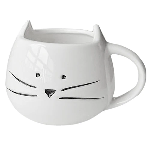 

Coffee Cup Black Cat Animal Milk Cup Ceramic Lovers Mug Cute Birthday gift,Christmas Gift(White)