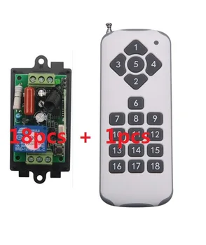 

220V 1CH Radio Wireless Remote Control Switch light lamp LED ON OFF 18 Receivers&1transmitter Learning Code Output Adjusted