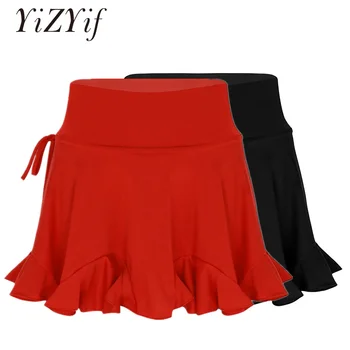 

YiZYiF Women Latin Dance Skirt Fashion High Waist Tango Rumba Skirt Adult Performance Costume Dance Skirt Women Latin Dancewear