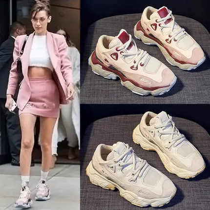 

Shoes woman luxury brand old shoes women's shoes spring Korean version of the wild casual thick-soled lace-up sneakers