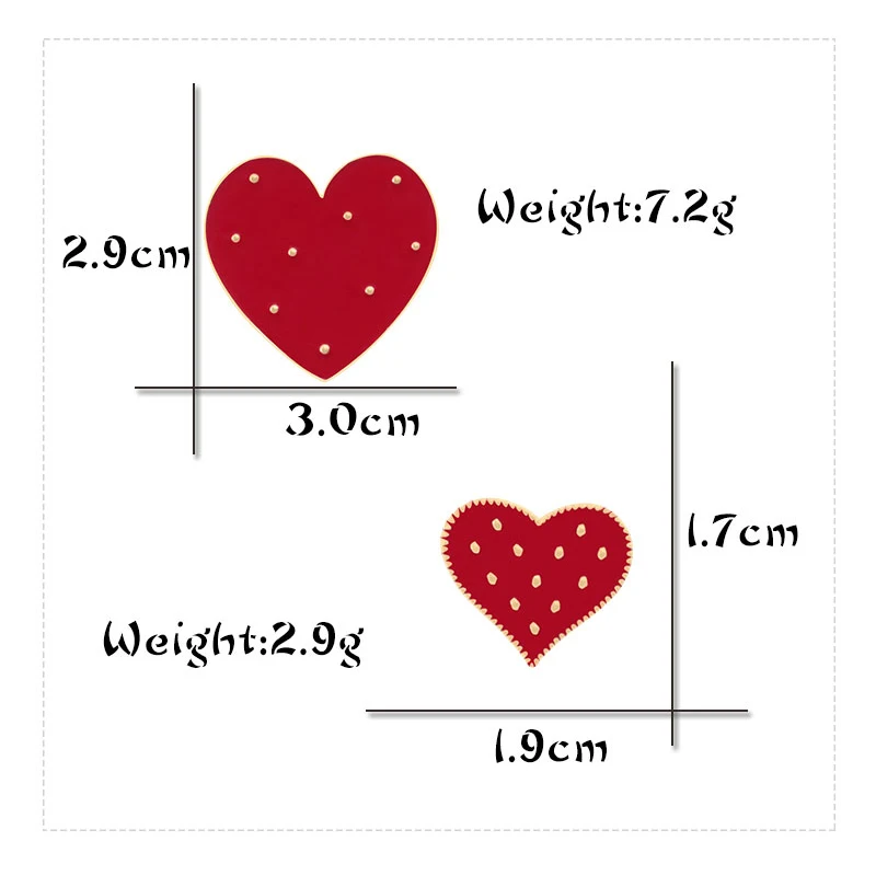 2 шт./компл. в виде анимационной рыжей большие и маленькие сердца эмаль на булавке милый Для женщин брошь Джинсовые куртки штырь отворотом Украшения знак Модные украшения подарок