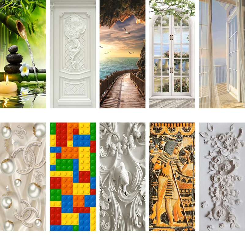 

3D Door Sticker Mural Wall Art Wallpaper Poster Self Adhesive PVC Removable Waterproof Door Decal Home Decor 001