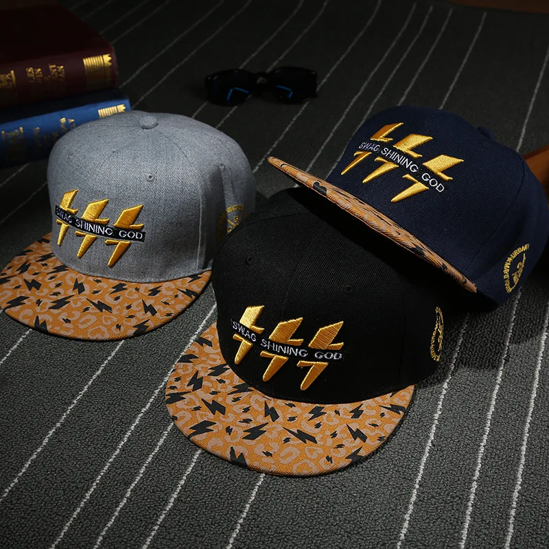 

Thunder Embroidered Hip Hop Cap Baseball Snapback for Summer Men Women Dancing Hat Sun Caps Free Shipping