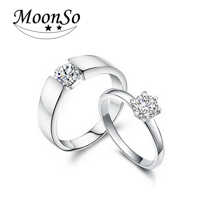 Moonso 925 пробы, серебряные кольца, парные кольца для влюбленных, обручальные кольца, наборы для мужчин, женщин, девушек, ювелирные изделия для влюбленных, новинка, R142