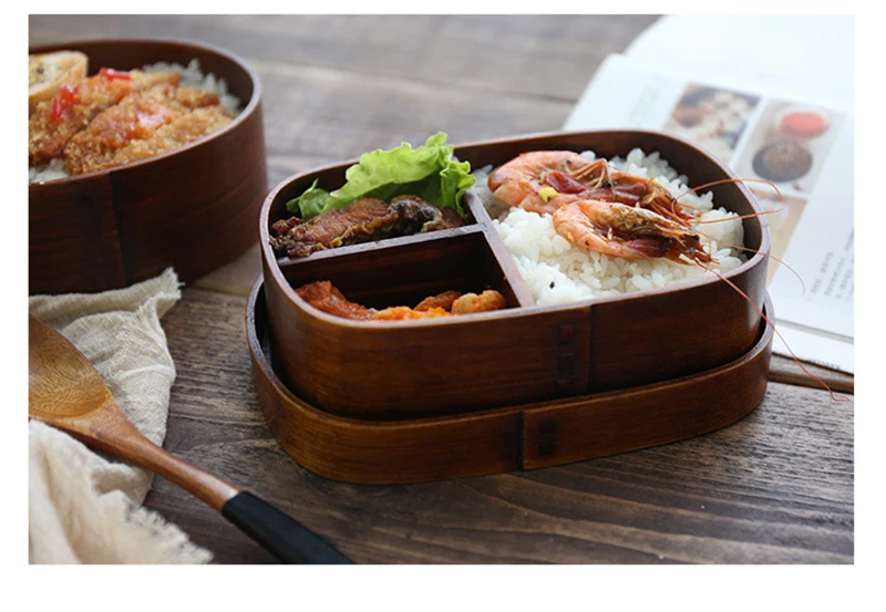 LIYIMENG Wooden Lunch Box for Japanese Style Sushi Bento for Kids School Picnic Office WorkersB5