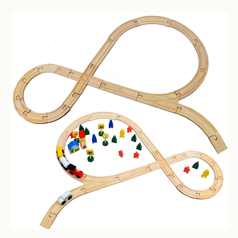 

Wooden Railway Train Set Track Accessories Toy For Wooden Trains Model Wood Puzzle Vehicles Track Rail For Kids Birthday Gift