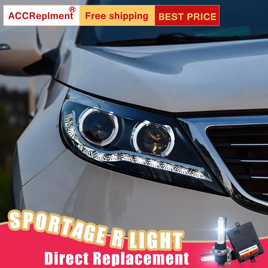 2 шт. светодиодный фары для Kia Sportage R- светодиодный Автомобильные фары ангельские глазки комплект ксеноновых фар, Высокопрочная конструкция протовотуманная подсветка Габаритные огни