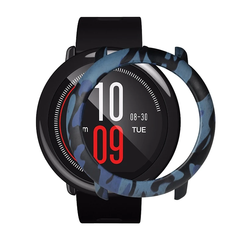 Защитный чехол с цветной рамкой для Xiaomi Huami Amazfit Pace, умные часы камуфляжной расцветки, чехол из поликарбоната для Huami Amazfit Pace, умные часы - Цвет: Camouflage Blue