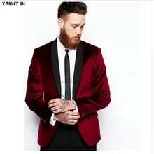 Модные мужские костюмы Бархатная шаль воротник мужское платье свадебное Жених, держит куртку на заказ размер цвет