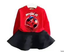 2017 nouveau bébé filles vêtements set 2pes Miraculeuse de Bande Dessinée Coccinelle Reddy Hero enfants vêtements grandes filles 2-8Y