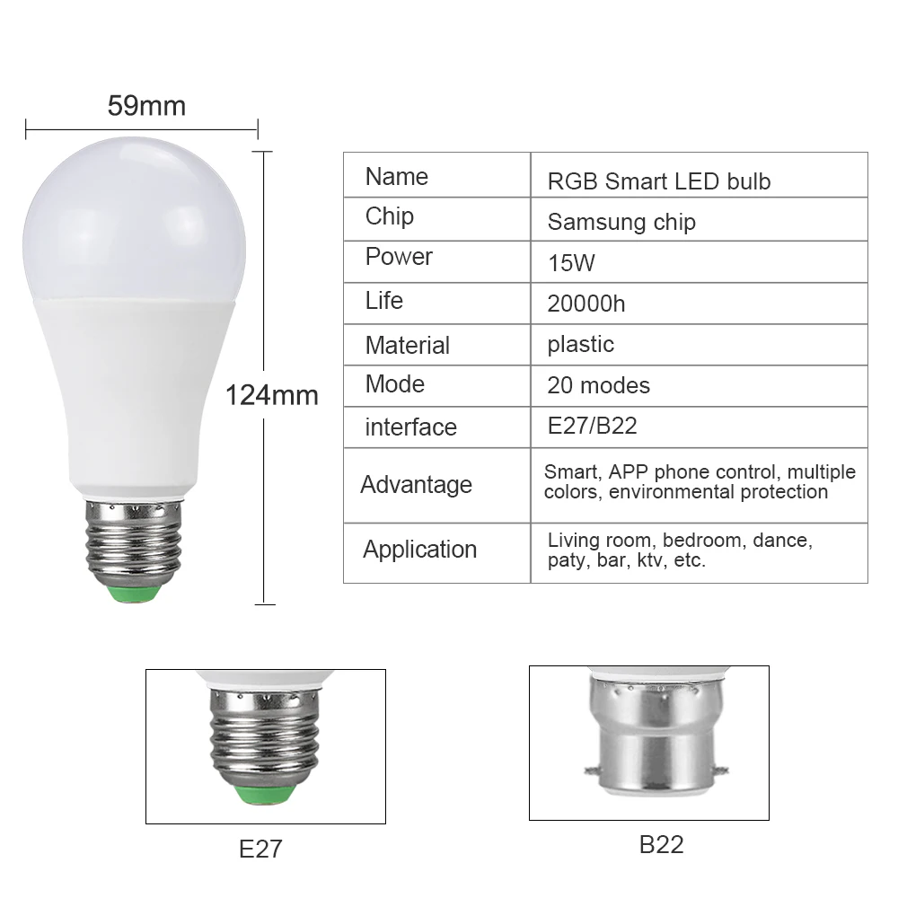 Умный RGBW Bluetooth 4,0 светодиодный светильник E27/B22 15/20W Несколько Цвета Светодиодный лампа умный голосовой музыка Управление светильник ing светодиодные лампы для дома
