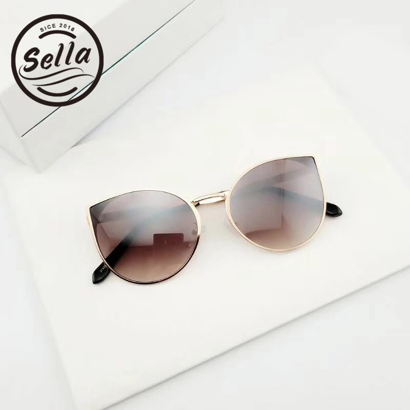 Sella Модные женские летние винтажные Cateye отражающие Солнцезащитные очки