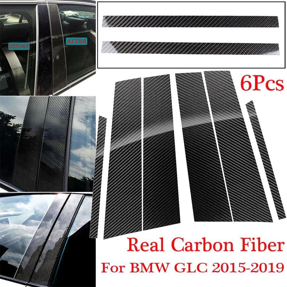 

Black Carbon Fiber Car Window B-pillars Decorative Sticker For BMW GLC 2015-2019