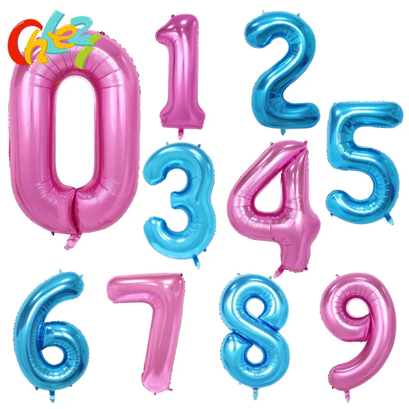 

40 inches Number Foil Balloons Wedding Decorations Birthday balloon Party Pink Blue Digit Inflatable Helium Ball party Supplies