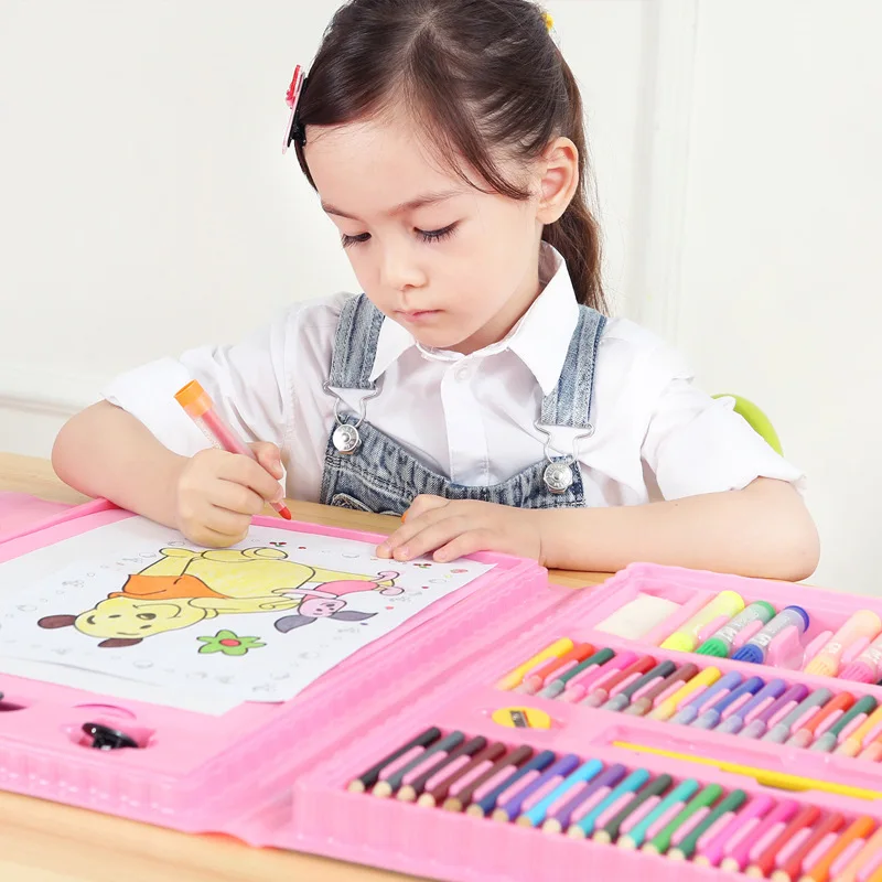 Kaufen 176 stücke Kinder Geschenk Kreative Malerei Graffiti Pinsel Set Mode Kinder Täglichen Unterhaltung Spielzeug Kunst Sets Mit Staffelei