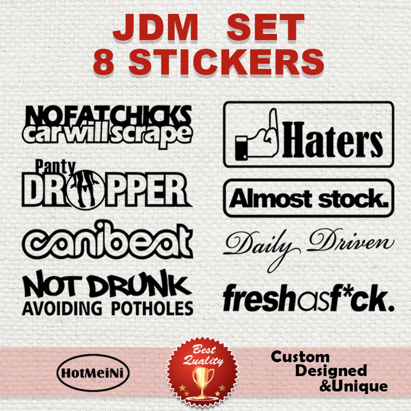 8pcs Jdm Decal Set Car Sticker Vinyl Stickerbomb Hella Illest Stance Low Life For Honda Japan Car Stickers Aliexpress