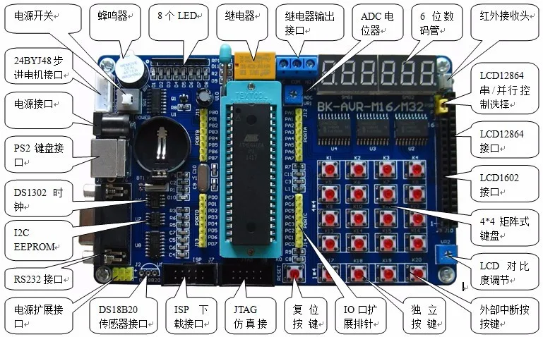 Обучающая доска Экспериментальная доска AVR макетная плата ATMEGA16 AVR MCU макетная плата